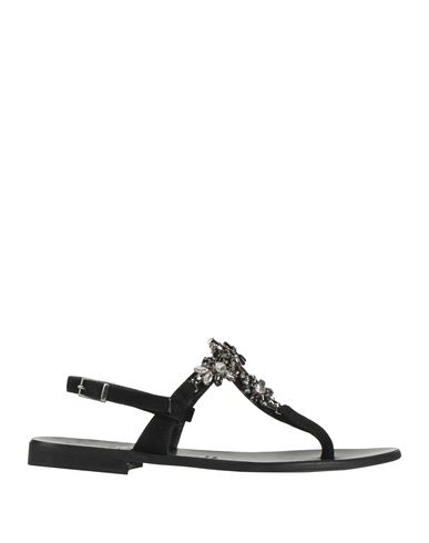 Positano Woman Thong Sandal Black Size 7 Leather