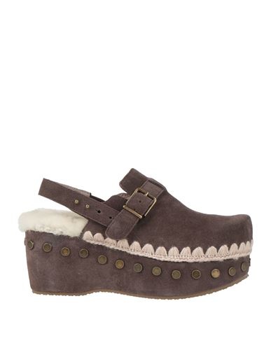 Mou Woman Mules & Clogs Taupe Size 11 Cow Leather, Sheepskin