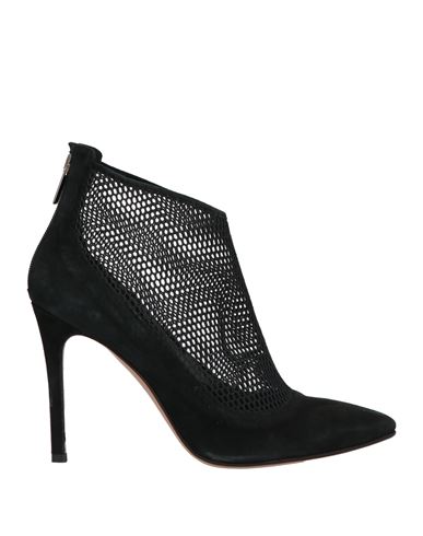 Francesco Sacco Woman Ankle Boots Black Size 8 Leather, Textile Fibers