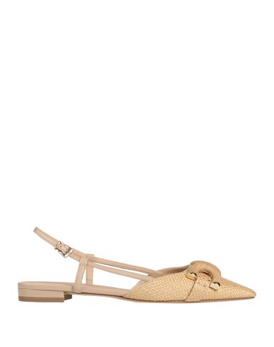Roberto Festa Woman Ballet Flats Sand Size 7 Natural Raffia, Leather