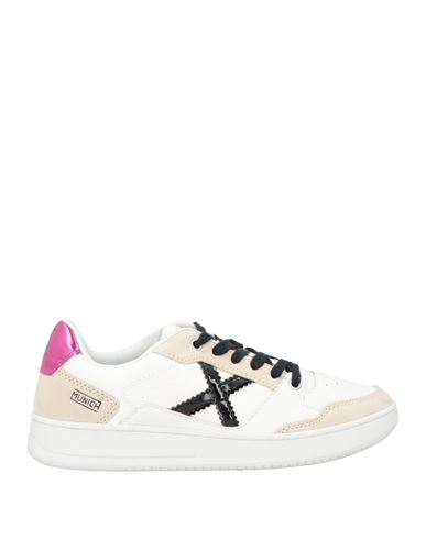 Munich Woman Sneakers White Size 6.5 Leather, Textile Fibers In Multi