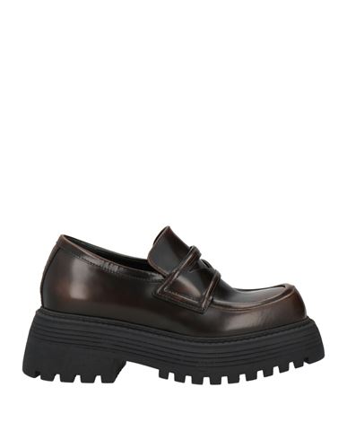 3juin Woman Loafers Dark Brown Size 6 Leather