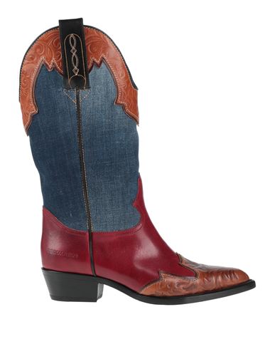 Dsquared2 Woman Ankle Boots Brown Size 6.75 Leather, Textile Fibers