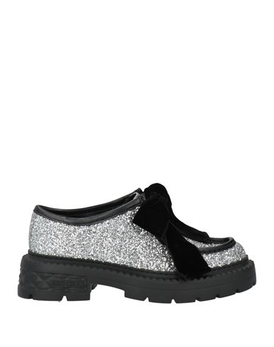 Jimmy Choo Woman Loafers Silver Size 7.5 Textile Fibers, Leather