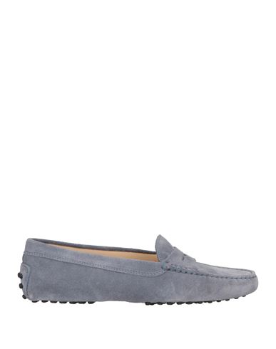 Tod's Woman Loafers Slate Blue Size 7 Leather