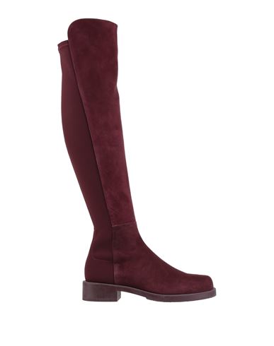 Stuart Weitzman Woman Boot Burgundy Size 7.5 Leather, Textile Fibers