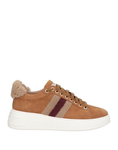 Stokton Woman Sneakers Camel Size 8 Leather, Textile Fibers
