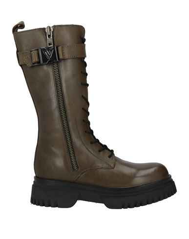 Emanuélle Vee Woman Boot Khaki Size 8 Leather In Sand