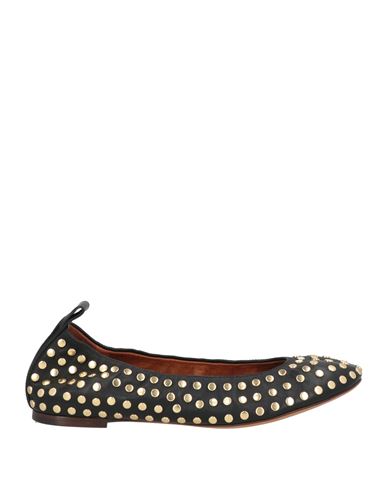 Lanvin Woman Ballet Flats Black Size 8 Lambskin, Brass