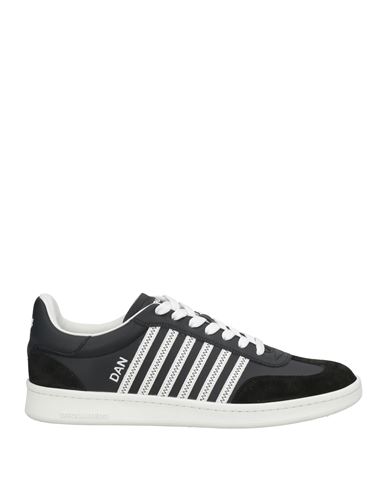 Dsquared2 Black Low Top Sneakers With Contrasting Striped Embellishment On The Side In Leather Woman In Black