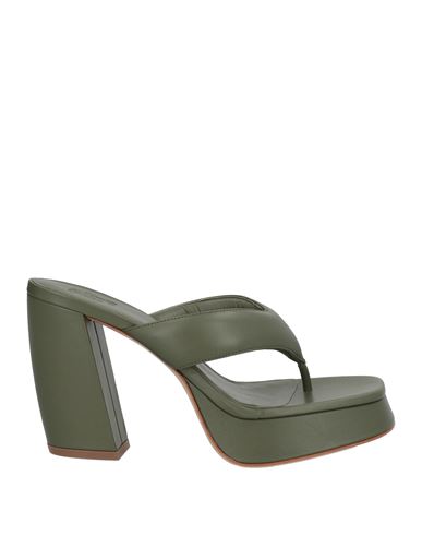 Gia Borghini Woman Thong Sandal Military Green Size 8 Leather
