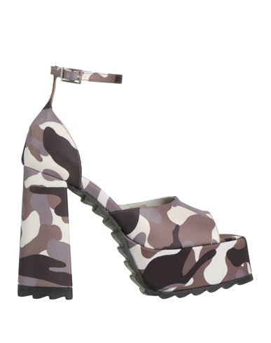Gia Borghini Woman Sandals Grey Size 8 Textile Fibers