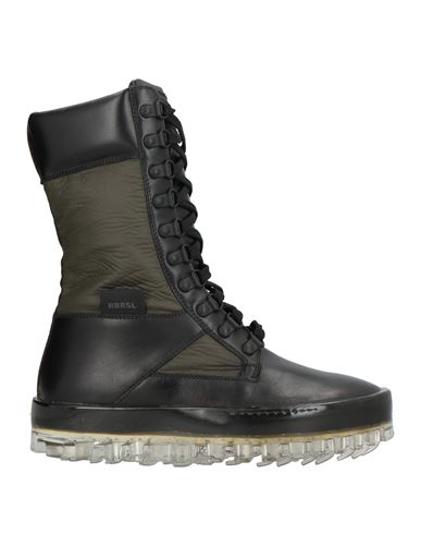 RBRSL RUBBER SOUL RBRSL RUBBER SOUL WOMAN ANKLE BOOTS BLACK SIZE 8 LEATHER, TEXTILE FIBERS 