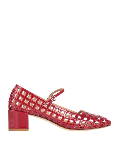 Aeyde Red Aline Caged Mary-jane Heels