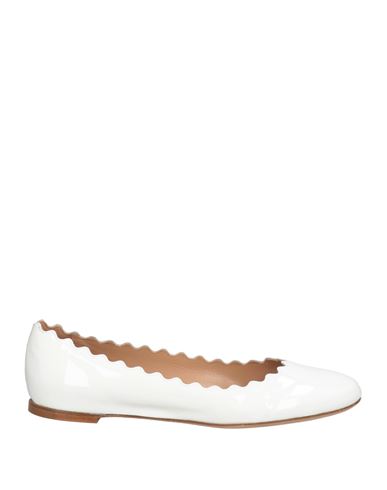 Chloé Lauren Scalloped Leather Ballerina Flats In White