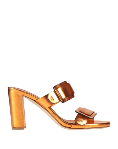 Del Carlo Woman Sandals Orange Size 7.5 Leather