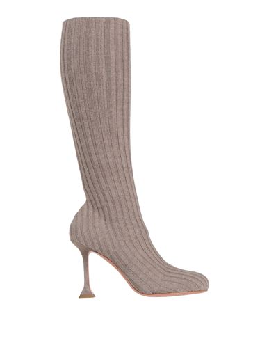 Amina Muaddi Woman Boot Taupe Size 8 Textile Fibers, Leather