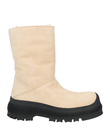 Jil Sander Woman Ankle Boots Beige Size 8 Leather, Shearling
