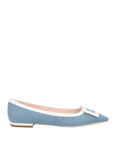 Roger Vivier Woman Ballet Flats Blue Size 5 Leather, Textile Fibers