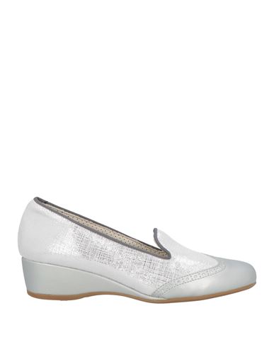 Melluso Woman Loafers Light Grey Size 10 Leather, Textile Fibers