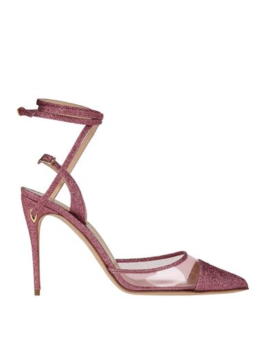 Jennifer Chamandi Woman Pumps Pink Size 8 Leather, Textile Fibers