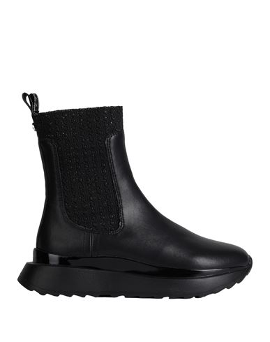 Apepazza Sport Woman Ankle Boots Black Size 9 Leather, Textile Fibers In Multi