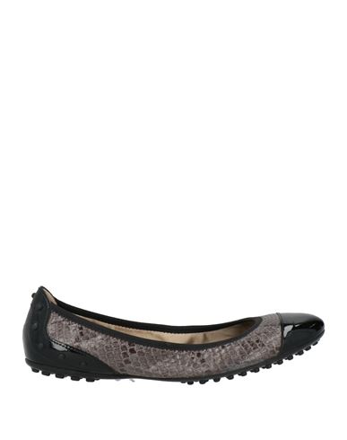 Tod's Woman Ballet Flats Grey Size 8 Leather