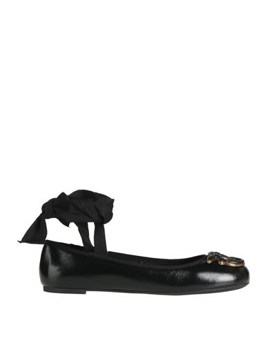 Pinko Black Ballerinas With Black Ribbon In Leather Woman