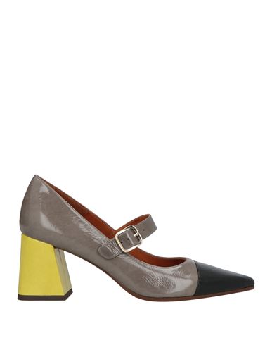 Chie Mihara Woman Pumps Black Size 7.5 Leather In Gray