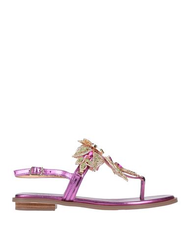 Massimo Santini Woman Thong Sandal Fuchsia Size 8 Textile Fibers