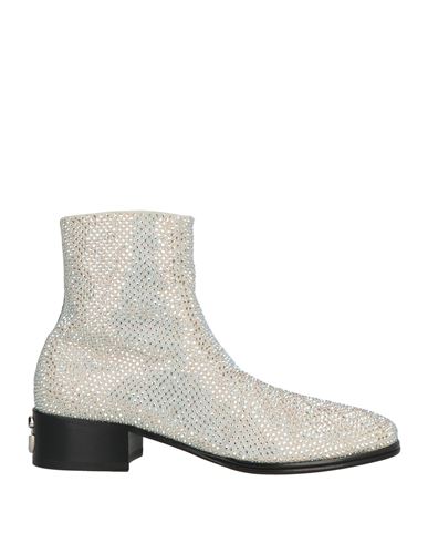 Dolce & Gabbana Man Ankle Boots Beige Size 7 Polyester, Textile Fibers, Polyamide In Silver