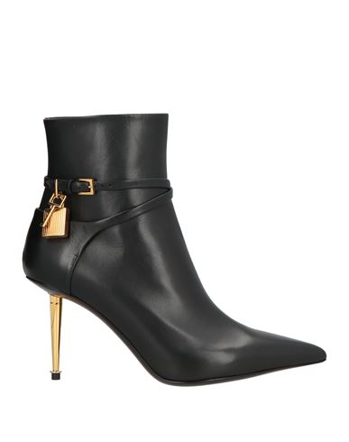Tom Ford Woman Ankle Boots Black Size 7 Calfskin, Steel, Zamak, Brass