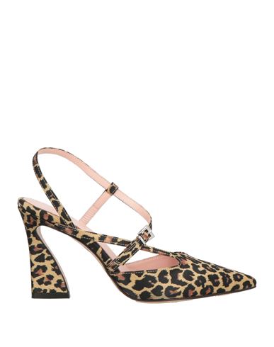 Anna F . Woman Pumps Khaki Size 7 Textile Fibers