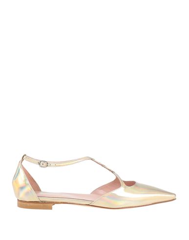 Anna F . Woman Ballet Flats Platinum Size 7.5 Leather
