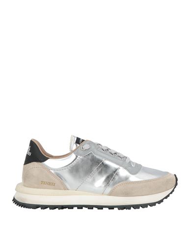 HIDNANDER HIDNANDER MAN SNEAKERS SILVER SIZE 8 LEATHER, TEXTILE FIBERS 