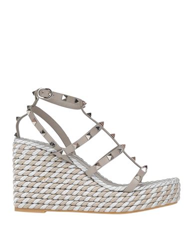Valentino Garavani Woman Espadrilles Grey Size 8 Leather
