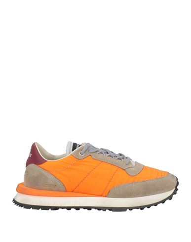 Hidnander Woman Sneakers Orange Size 12 Leather, Textile Fibers