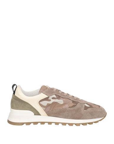 Fabiano Ricci Man Sneakers Taupe Size 8 Leather, Textile Fibers