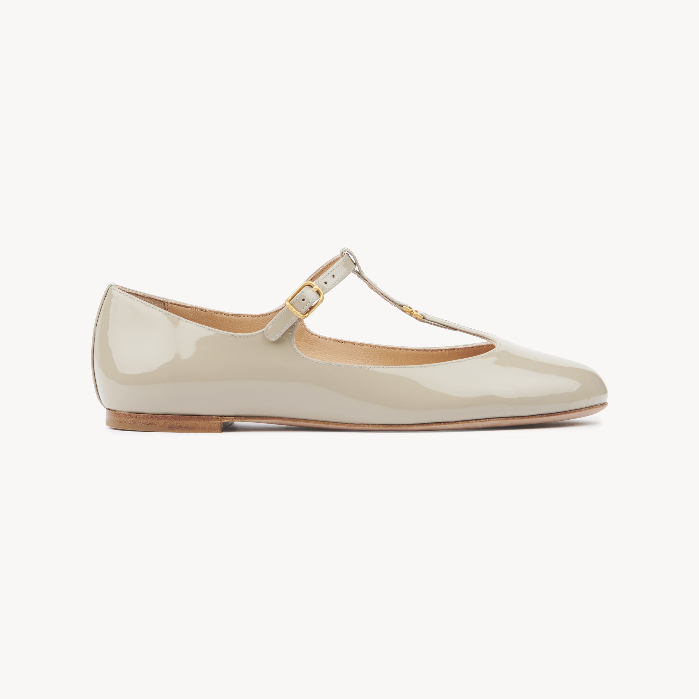 Chloé Marcie Ballerina Grey Size 6 100% Calf-skin Leather