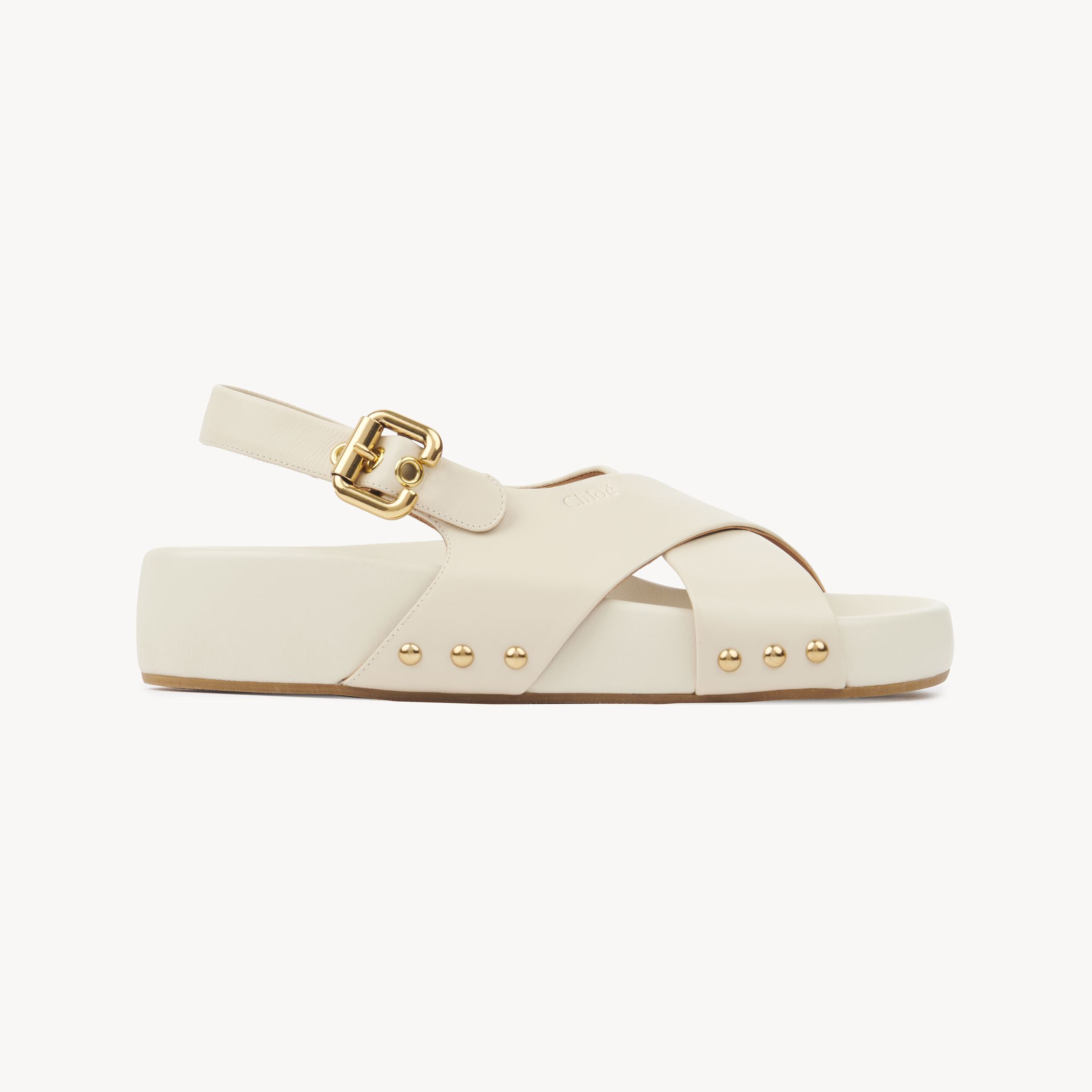 Chloé Mae Paddington Leather Crisscross Sandals In White