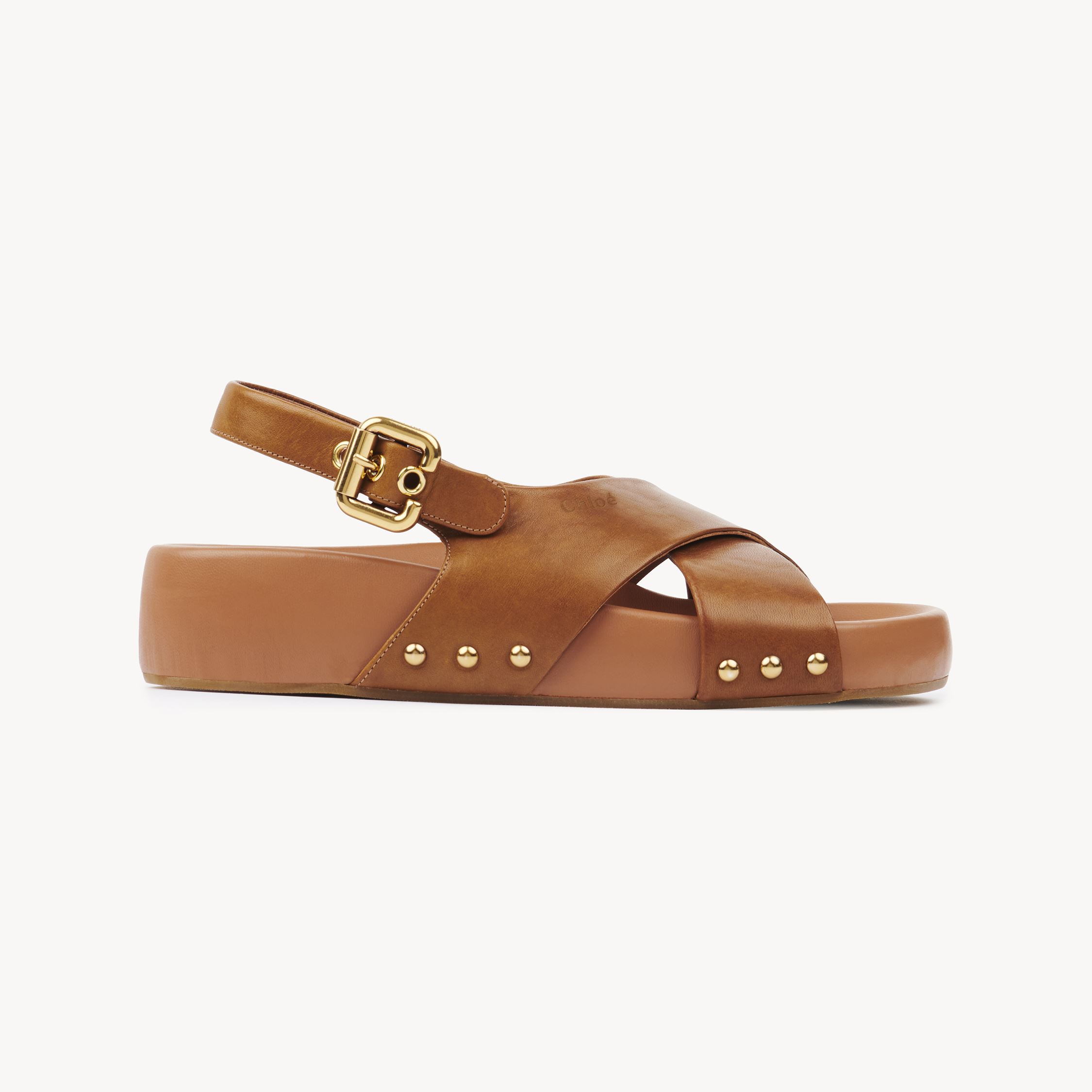 Chloé Mae Sandal Brown Size 8 100% Lambskin In Brown