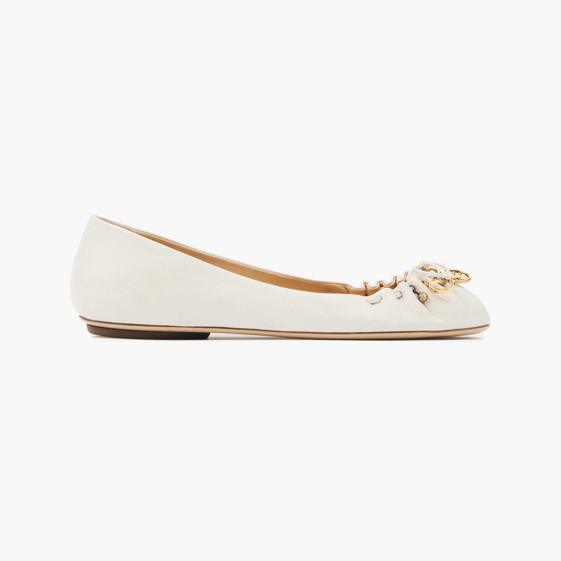 Chloé Charms Ballerina Beige Size 7 100% Lambskin