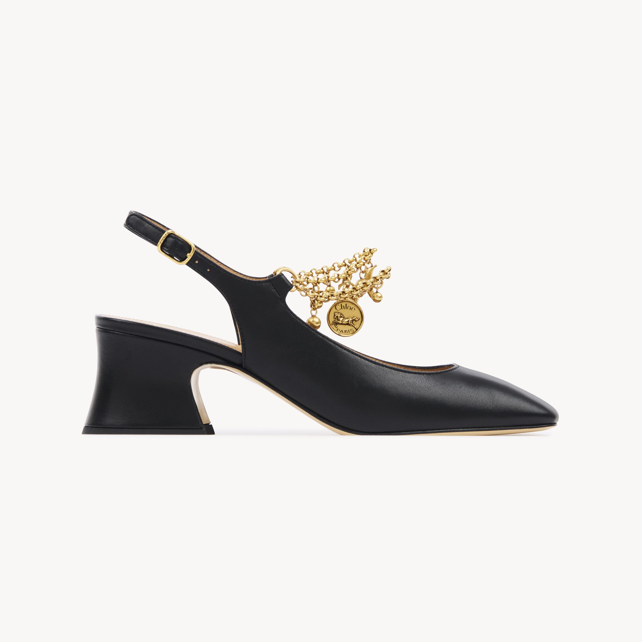 Chloé Charms Pump Black Size 10.5 100% Calf-skin Leather