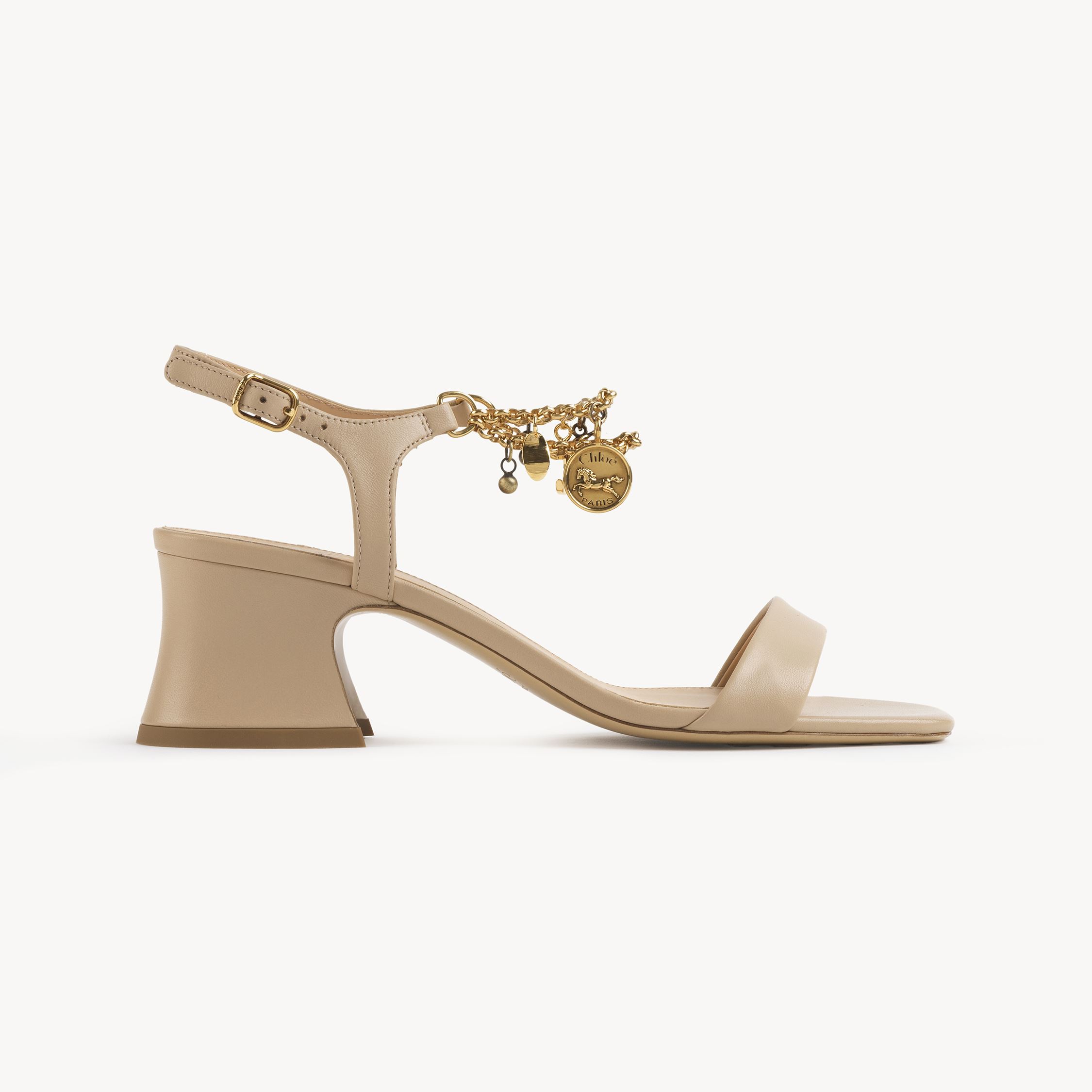 Chloé Charms Heeled Sandal Pink Size 8 100% Calf-skin Leather