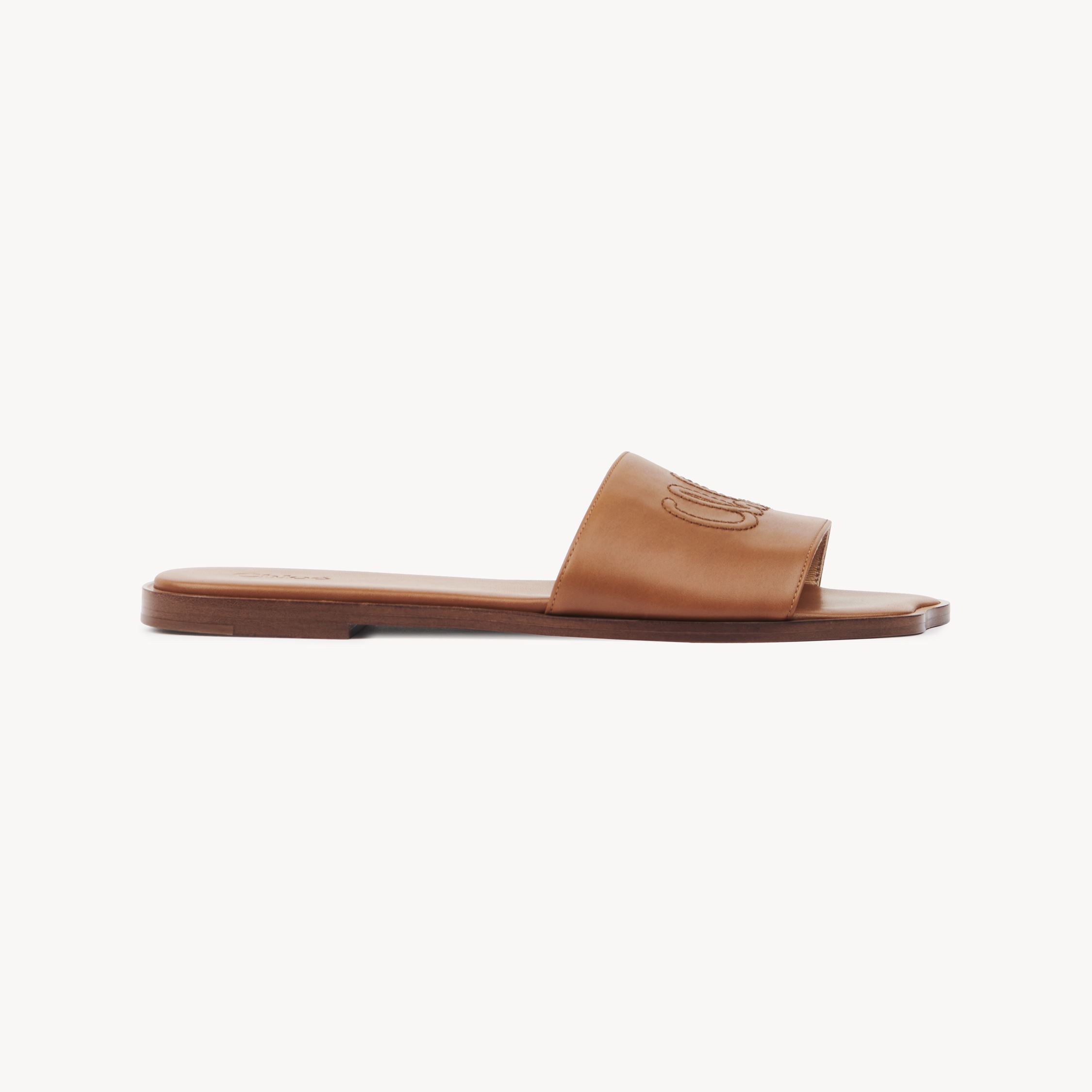 Chloé Soleil Slide Brown Size 8 100% Lambskin