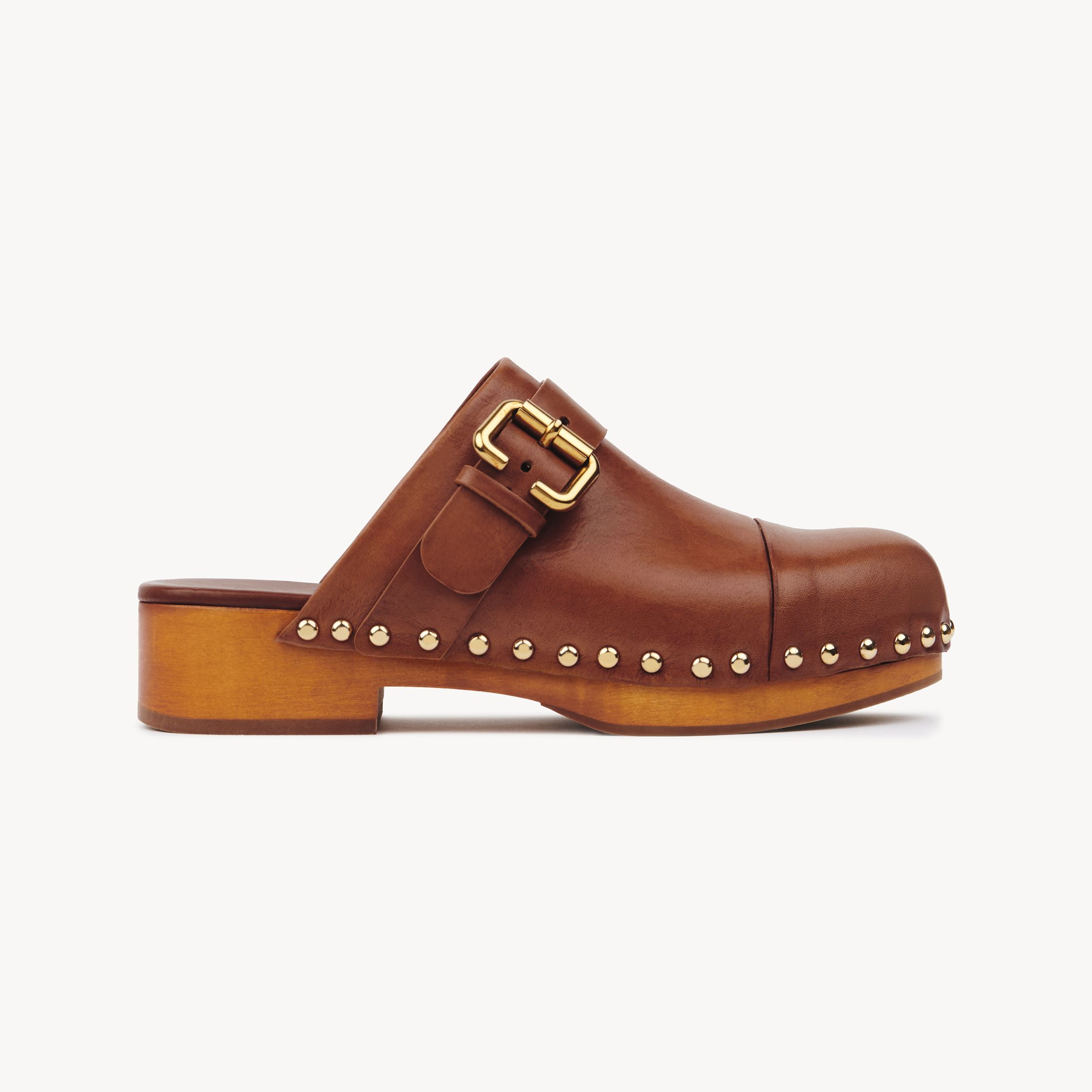 Chloé Calfskin Mules Bold Wooden Platform