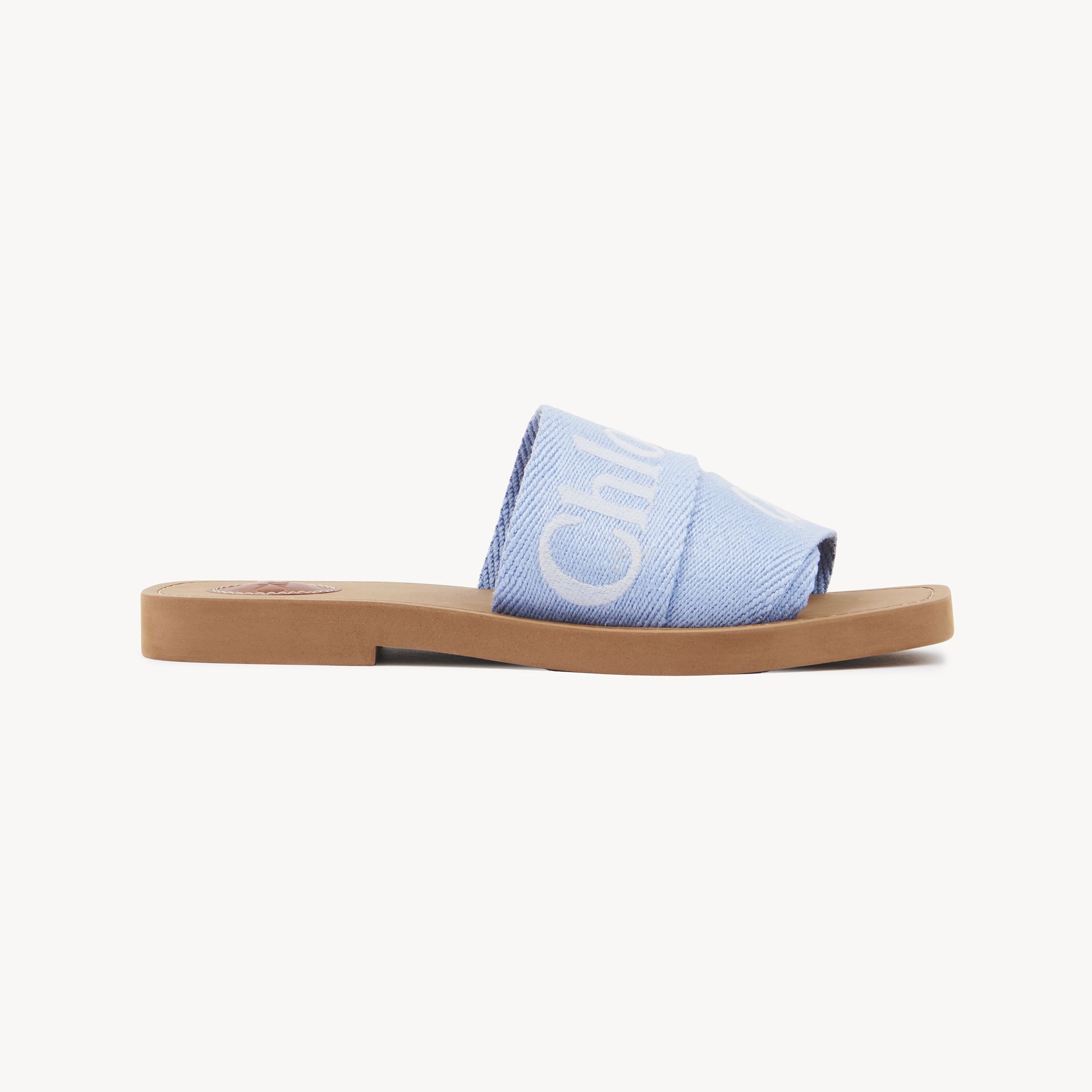 Chloé Logo-detail Flat Slides In Blue
