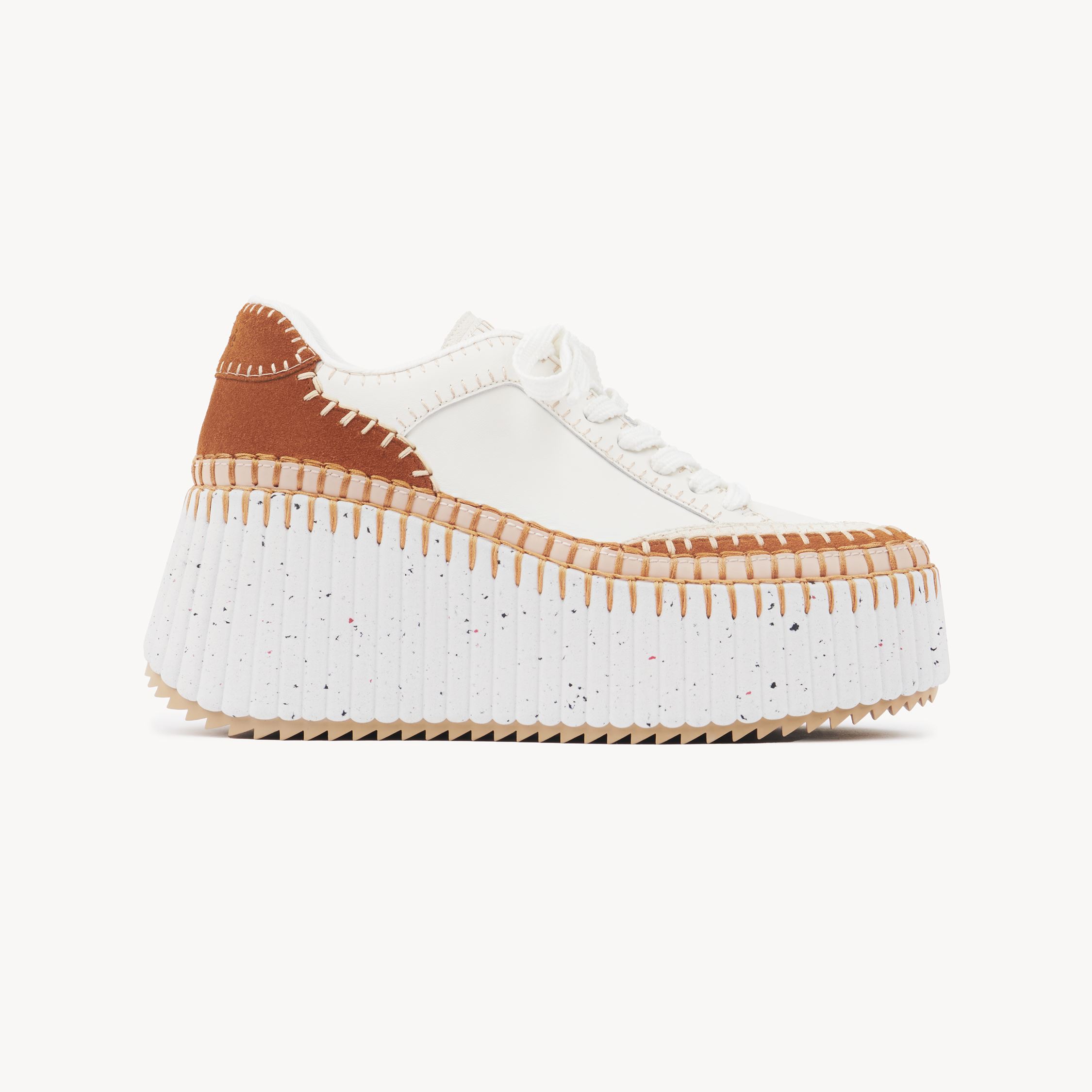 Chloé Baskets Compensées Nama Femme Brun Taille 37 100% Cuir De Veau