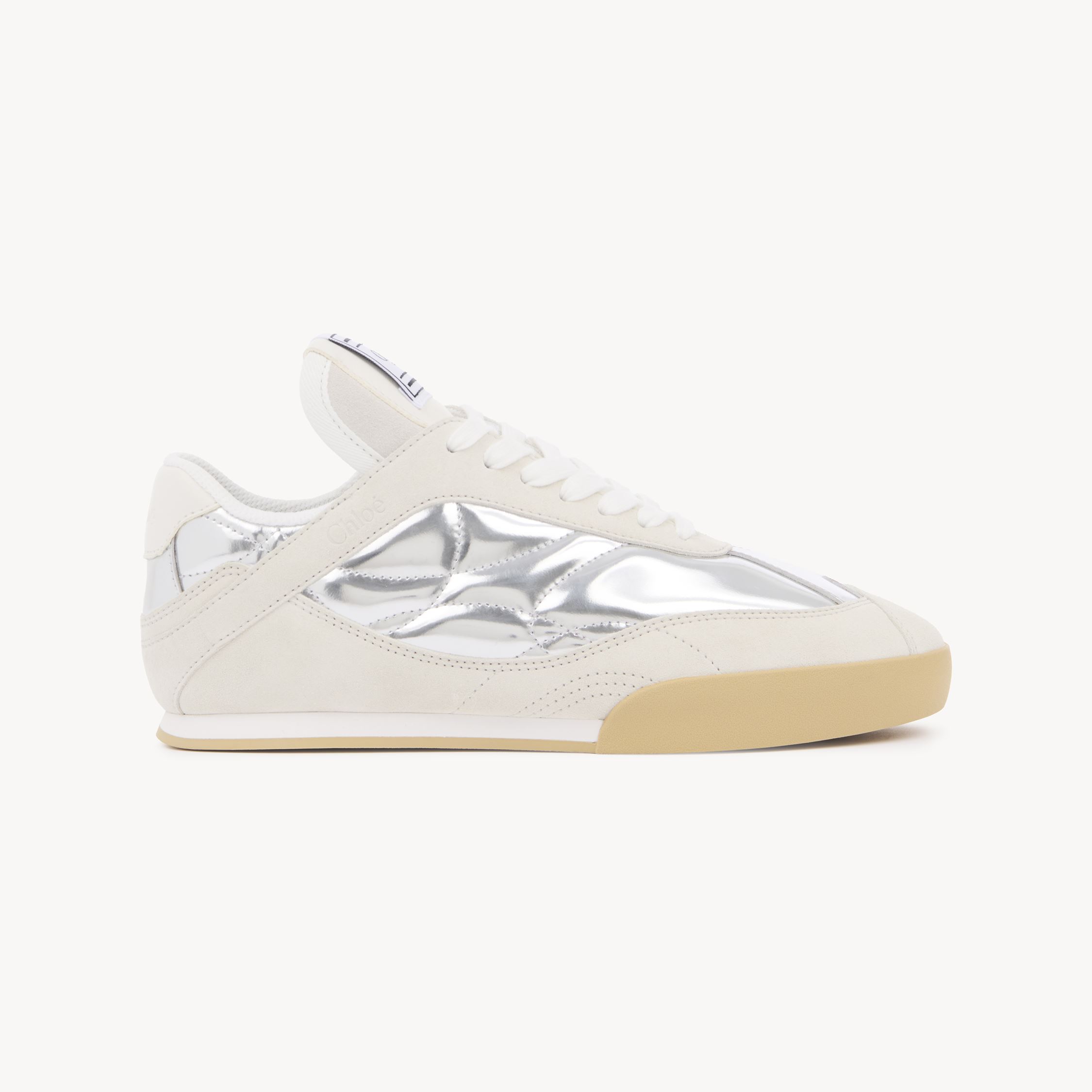 Chloé Kick Sneaker Silver Size 8 100% Polyester In Silver