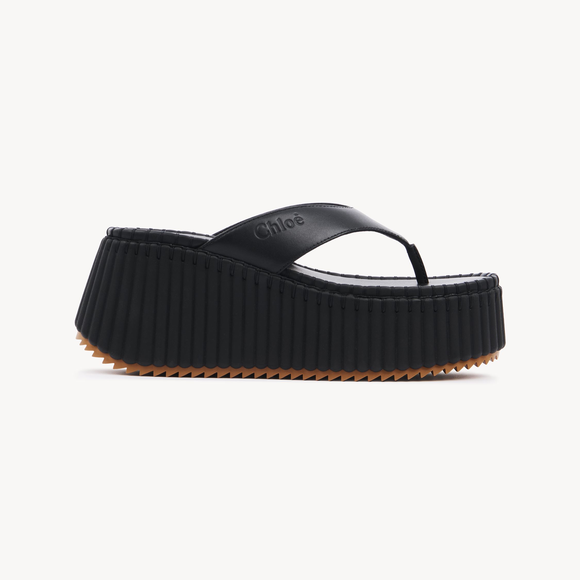 Chloé Nama Wedge Slide Black Size 7 100% Bovine Leather